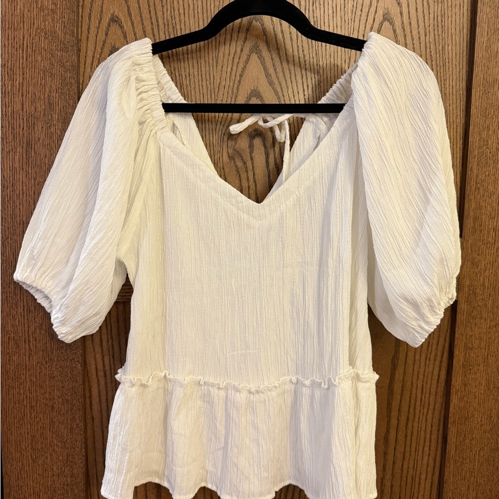 Lush Cream Puff Sleeve Blouse